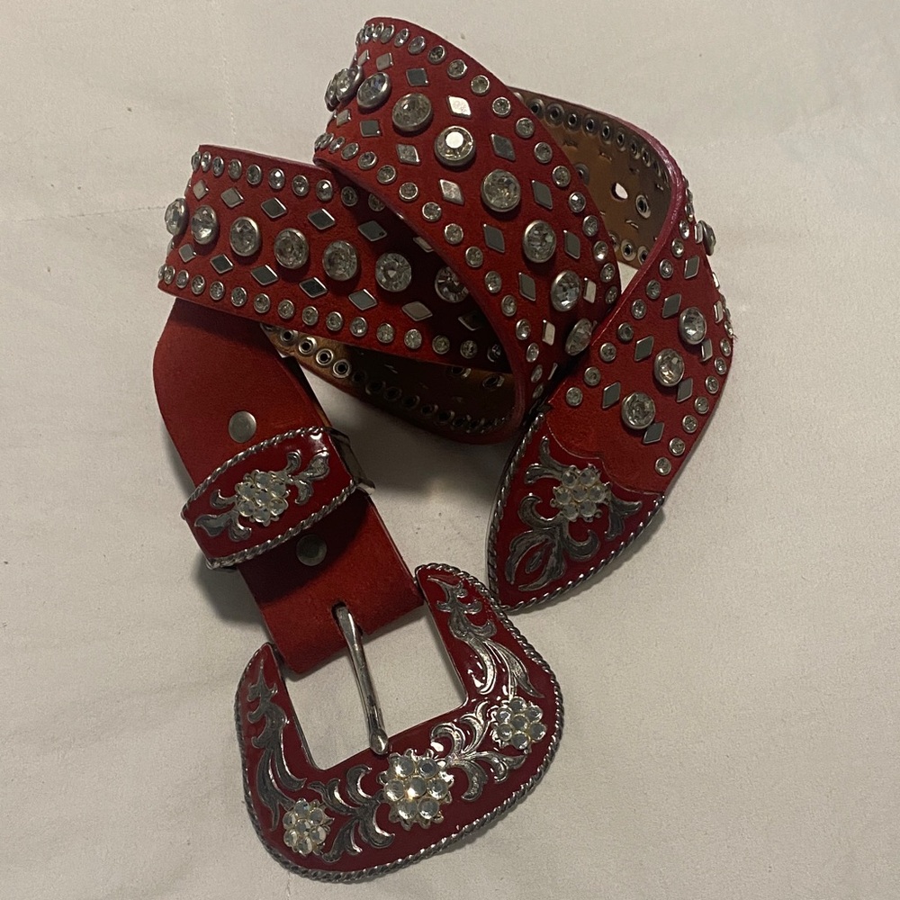 Red Studded Women's Belt